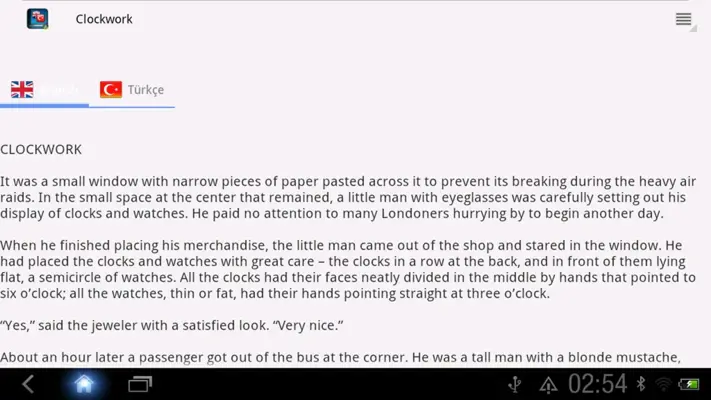 İngilizce Türkçe Hikayeler android App screenshot 0